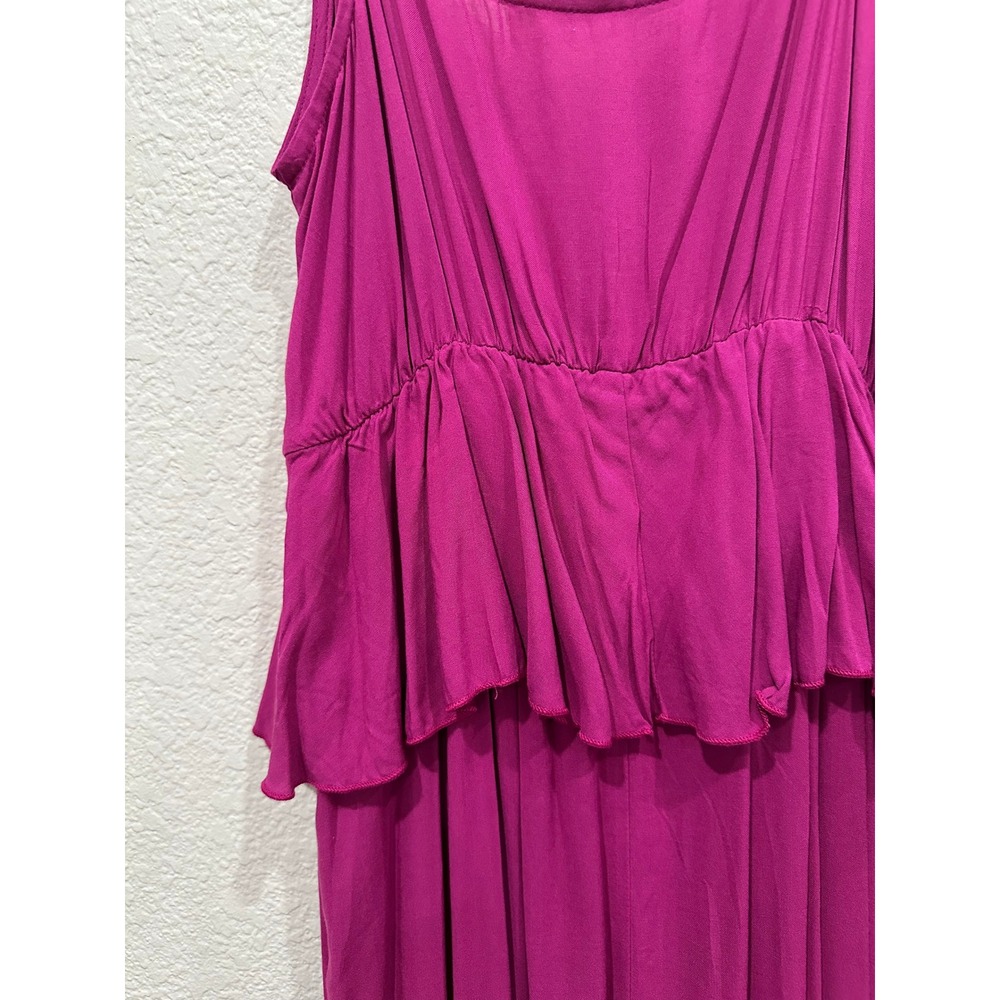 Hiatus Women Magenta Purple Tiered Ruffle Maxi Dress V-Neck Boho JD8W11HR XS - Picture 9 of 9